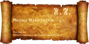 Mezey Nikoletta névjegykártya
